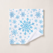 Hübsche Blaue Weihnachtsschneeflocken im Winter We Badhandtuch Set (Waschlappen)