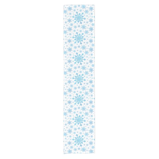 Hübsche Blaue Weihnachtsschneeflocken im Winter We Kurzer Tischläufer (Vorderseite)