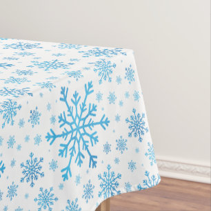 Hübsche Blaue Weihnachtsschneeflocken im Winter We Tischdecke