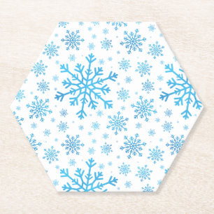 Hübsche Blaue Weihnachtsschneeflocken im Winter We Untersetzer