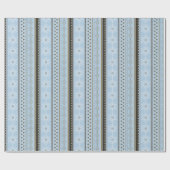 Hübsche blaue Weihnachtsstreifen Schneeflocken Ges Geschenkpapier (Flach)