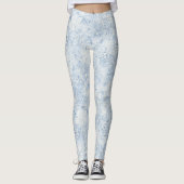 Hübsche blaue weiße Blumen Leggings (Vorderseite)