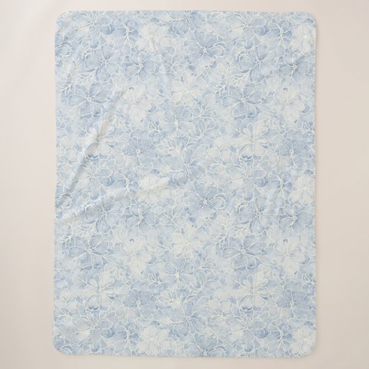 Hübsche blaue weiße Blumen Sherpadecke (Vorderseite)