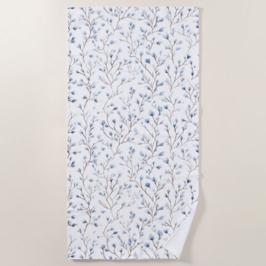 Hübsche blaue weiße Blumen Strandtuch (Vorderseite)