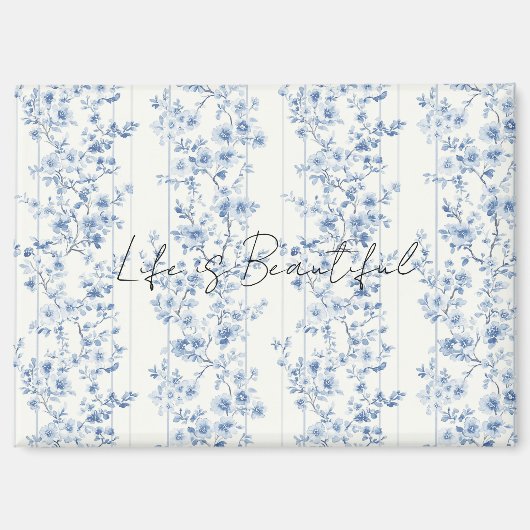 Hübsche blaue weiße Blumenstreifen Magnet (Vorderseite)