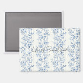 Hübsche blaue weiße Blumenstreifen Magnet (Vorderseite/Rückseite)