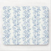 Hübsche blaue weiße Blumenstreifen Mousepad (Vorne)