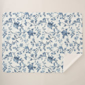 Hübsche blaue weiße floral  sherpadecke (Vorderseite (Horizontal))