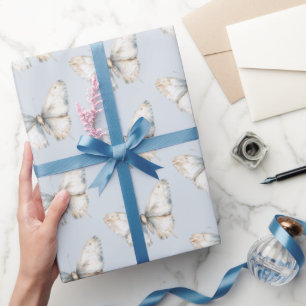 Hübsche Blaue Weiße Schmetterling Brautparty Geschenkpapier