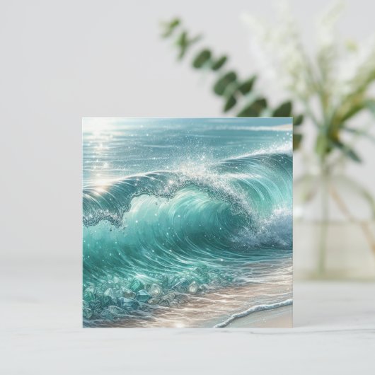 Hübsche Blaue Welle mit Glitzern (Stehend Vorderseite)