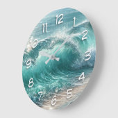 Hübsche Blaue Welle mit Glitzern Große Wanduhr (Winkel)