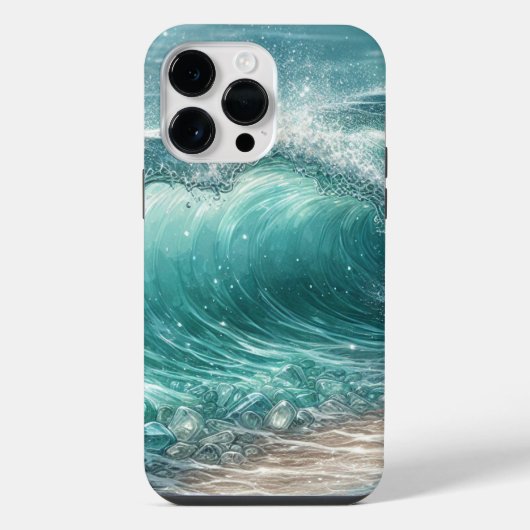 Hübsche Blaue Welle mit Glitzern iPhone Hülle (Rückseite)