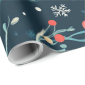 Hübsche blaue Wintervögel-Geschenke Geschenkpapier (Rolleneckpunkt)