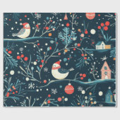 Hübsche blaue Wintervögel-Geschenke Geschenkpapier (Flach)