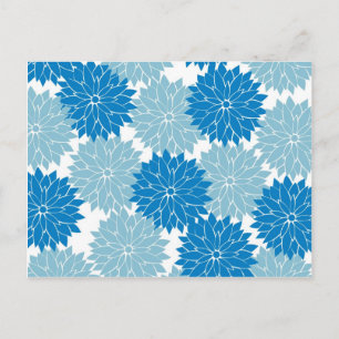 Hübsche Blauer Blume Blüten Blumenmuster Print Postkarte