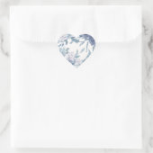 Hübsche Blauer Botanische Blumenhochzeit Herz-Aufkleber (Tasche)