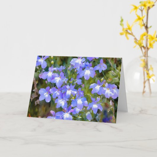 Hübsche Blauer Lila Blumen Art Note Card Karte (Gelbe Blume)