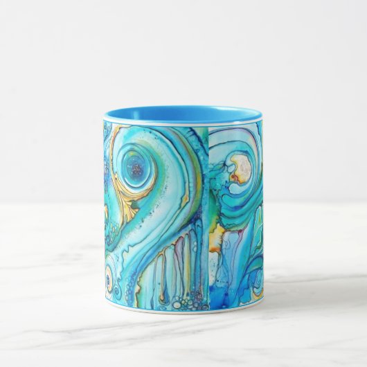 Hübsche blaugelbe Wirbel Farbprägung Kaffee Tasse (Zentrum)