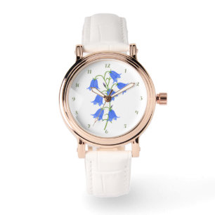 Hübsche Blauglocken-Roségold-Vintage-Uhr Armbanduhr