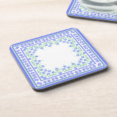 Hübsche blaugrüne Periwinkles Blumenquadrat Untersetzer (Linke Seite)