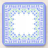 Hübsche blaugrüne Periwinkles Blumenquadrat Untersetzer (Vorderseite)