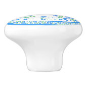 Hübsche blaugrüne Periwinkles, florale, rund um di Keramikknauf (Seitenansicht)