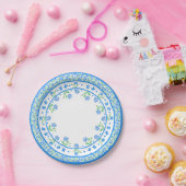 Hübsche blaugrüne Periwinkles, florale, rund um di Pappteller (Party)