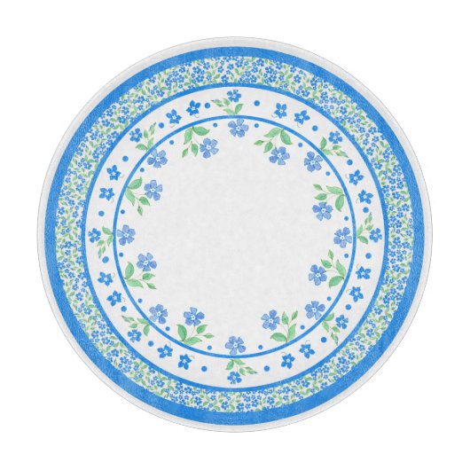 Hübsche blaugrüne Periwinkles, florale, rund um di Schneidebrett (Vorderseite)