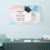 Hübsche Blautönen auf rosa Hintergrund Abschluss Banner (Messeveranstaltung)