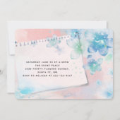 Hübsche Blautönen auf rosa Hintergrund Abschluss Einladung (Rückseite)