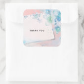 Hübsche Blautönen im rosa Hintergrund Vielen Dank Quadratischer Aufkleber (Tasche)