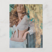 Hübsche blonde Dame mit Perlen Mixed-Media-Collage Postkarte (Vorderseite)