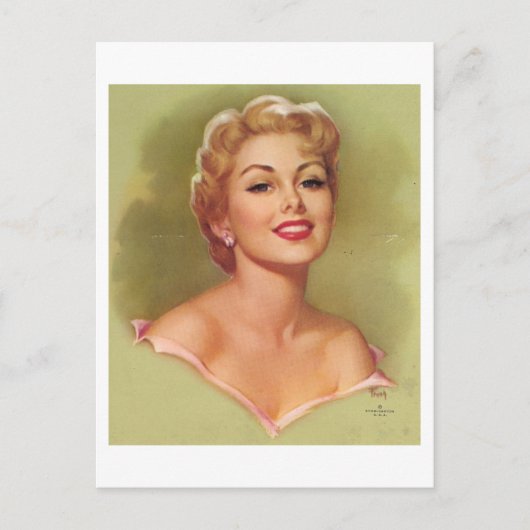 Hübsche blonde Frau Postkarte (Vorderseite)