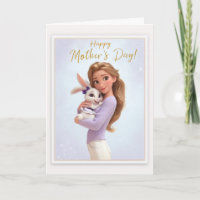 Hübsche blonde Mama kuschelt mit ihrem Baby-Bunny-