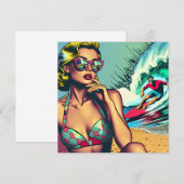 Hübsche Blonde Retro Frau und Surfer Typ (Vorne/Hinten)