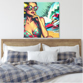 Hübsche Blonde Retro Frau und Surfer Typ Leinwanddruck (Insitu (Schlafzimmer))