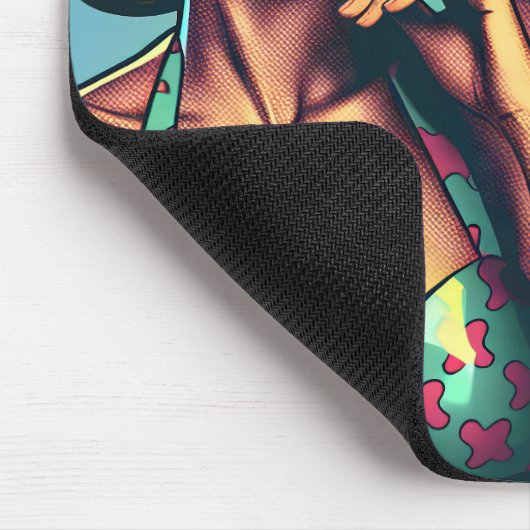 Hübsche Blonde Retro Frau und Surfer Typ Mousepad (Ecke)