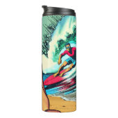 Hübsche Blonde Retro Frau und Surfer Typ Thermosbecher (Nach rechts gedreht)