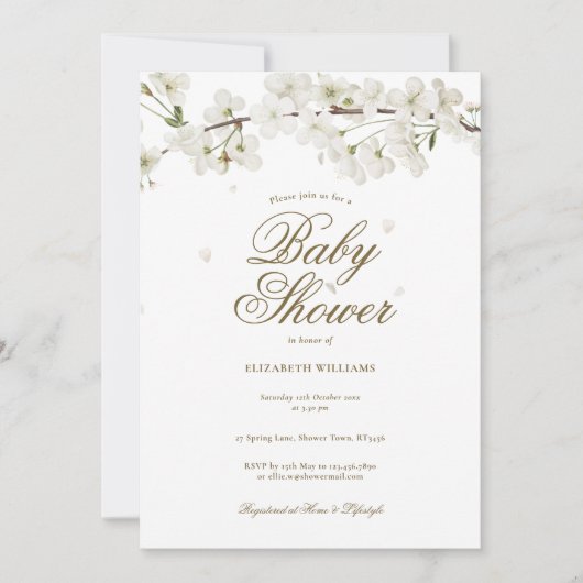 Hübsche Blossom Kinderdusche / Sprinkle Einladung (Vorderseite)