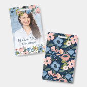 Hübsche Blossom Rosa und Blauer Blumenrahmen Foto  Ausweis (Vorder- & Rückseite)