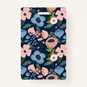 Hübsche Blossom Rosa und Blauer Blumenrahmen Foto Ausweis (Rückseite)