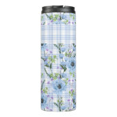 HÜBSCHE BLUE-BLUMEN MIT KARIERTEN PATTERN THERMOSBECHER (Rückseite)