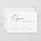 Hübsche Blue Calligraphy Wedding RSVP Card Karte (Vorderseite)