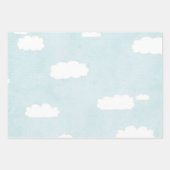 Hübsche Blue Clouds Baby Dusche Mix and Match Geschenkpapier Set (Vorderseite)