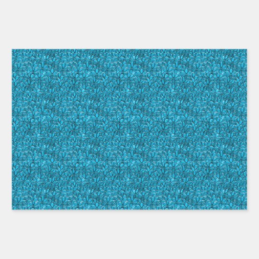 Hübsche Blue Cluster-Blume Abstrakt Geschenkpapier Set (Vorderseite 3)
