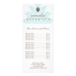 Hübsche Blue Damask Price List Rack Card Werbekarte