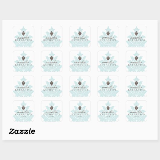 Hübsche Blue Damask Stickers (Blatt)