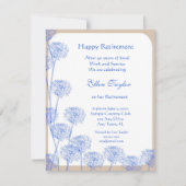 Hübsche Blue Dandela Retirement Party Einladung (Vorderseite)