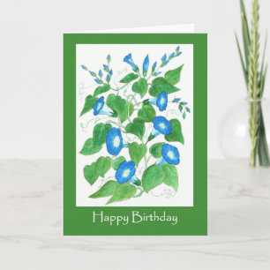 Hübsche Blue Morning Gloriage Blume Geburtstag Karte