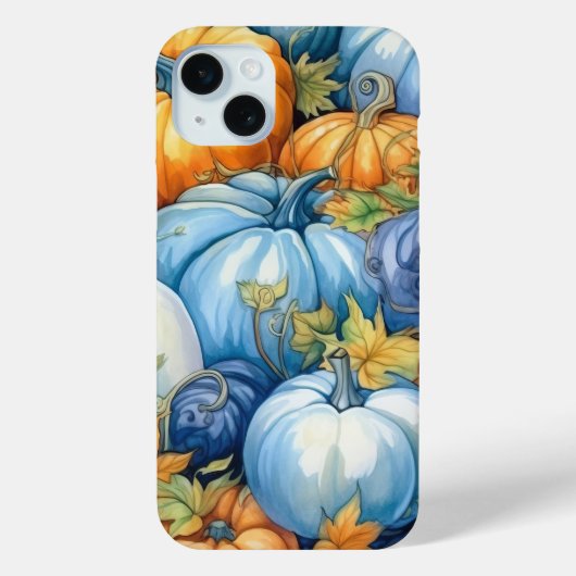 HÜBSCHE BLUE ORANGE WHITE FALL PUMPKINS Case-Mate iPhone HÜLLE (Rückseite)